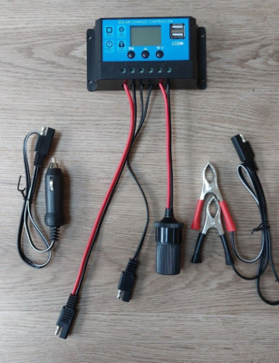 LCD REGLER und SAE Leitung Set für MAPLIN TOPRAY SOLAR GENERATOR PANEL 13w N00CX