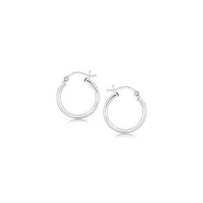 Zarte süße runde ovale Creolen (15 mm) echt echtes Sterlingsilber