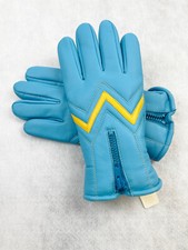VINTAGE VINYL WINTER GLOVES - POWDER BLUE / YELLOW - NEW OLD STOCK