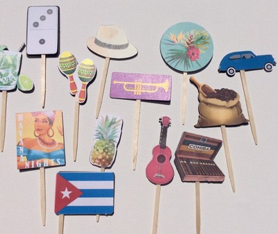 12 Cuba Havana Nights Theme Party Cupcake Toppers Food Picks