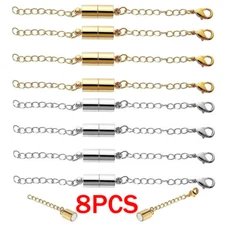 8Pcs Magnetic Necklace Extenders Necklace Clasps with Extender Chains 2Colors US