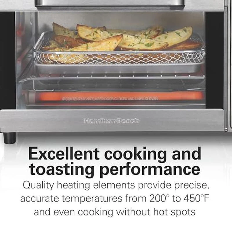9-in-1 Air Fryer Toaster Oven Combo with Pizza Pan 4 Slice Stainless Steel