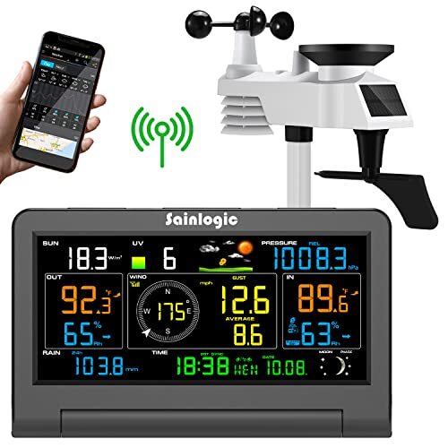 With Outdoor Sensor, Internet Wireless Weather Dark Black