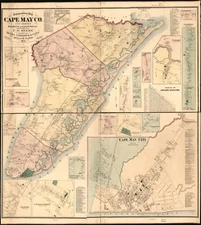 20" x 24" 1872 Map Of Topographical Map Of Cape May County New Jersey