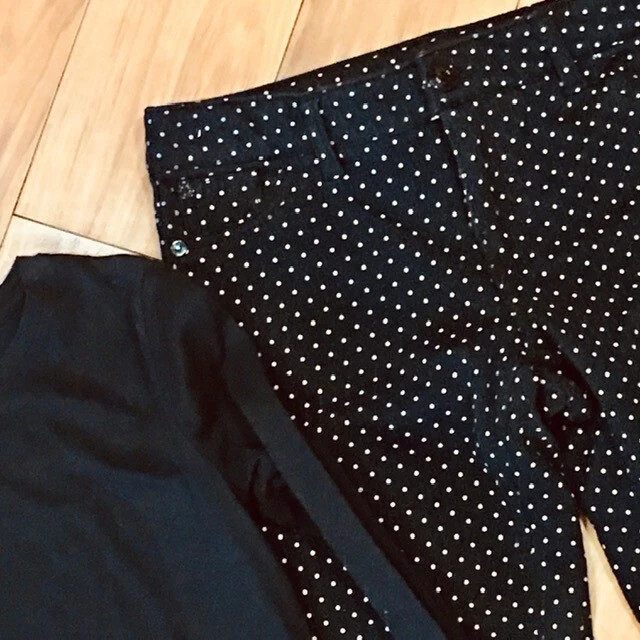 Cherokee Pantalón Lunares Negro Algodón Jeggings y Camisa Manga Larga Top 12 Foto 2 de 4