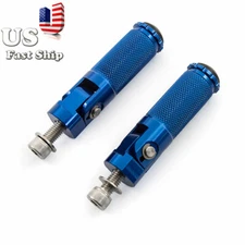 CNC For Universal Motorcycle Folding Foot Pegs Footpeg Foot Rest Racing Blue x2