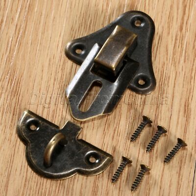 1/5/10X Antique Brass Latch Hasp Jewellery Box Suitcase Decor Toggle Lock Clasp