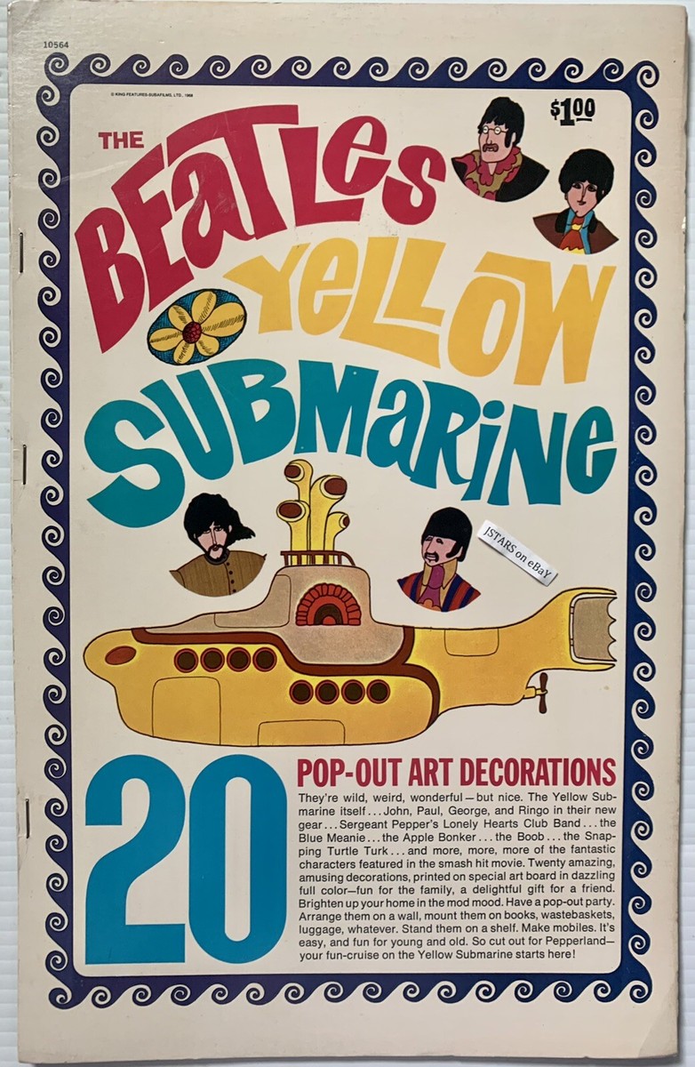 1968 THE BEATLES YELLOW SUBMARINE 20 POP-OUT ART DECORATIONS
