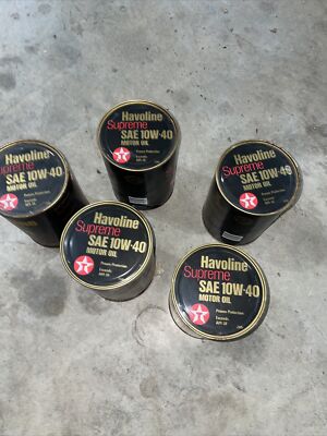 1Vintage Unopened Texaco Havoline Supreme 10W-40 Motor Oil 1 qt Can Black Label