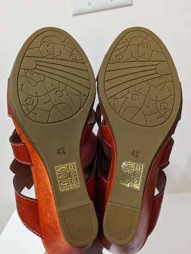 Spring Step L'Artiste Women's Orange Floral Dandy Sandal Wedge Heels Size 42/11 - Picture 6 of 10