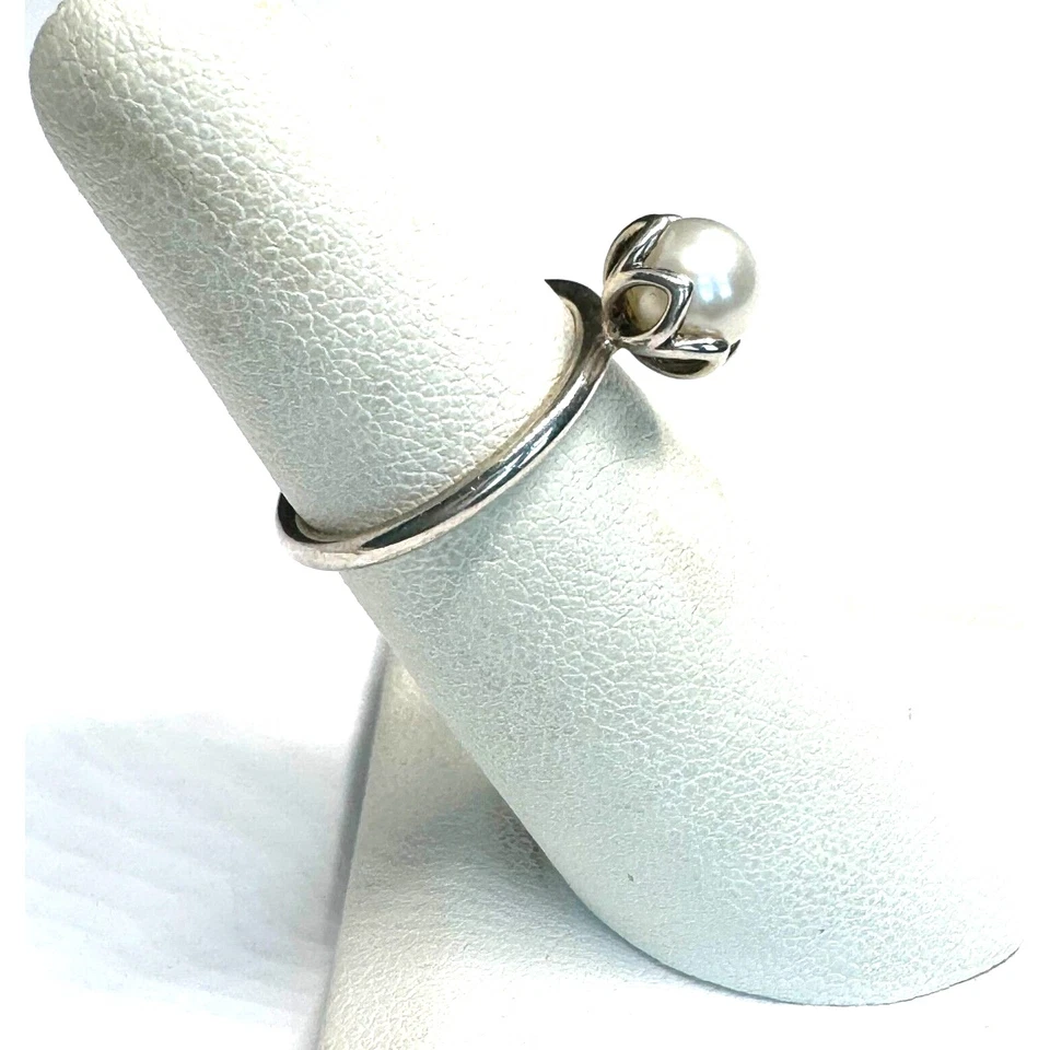 Anel Pandora 925 prata esterlina e pérola tamanho 5,25 céu - Imagem 2 de 4