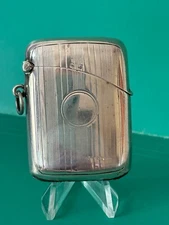 STERLING SILVER VESTA CASE WITH UNUSUAL CURVED LID BIRMINGHAM 1911