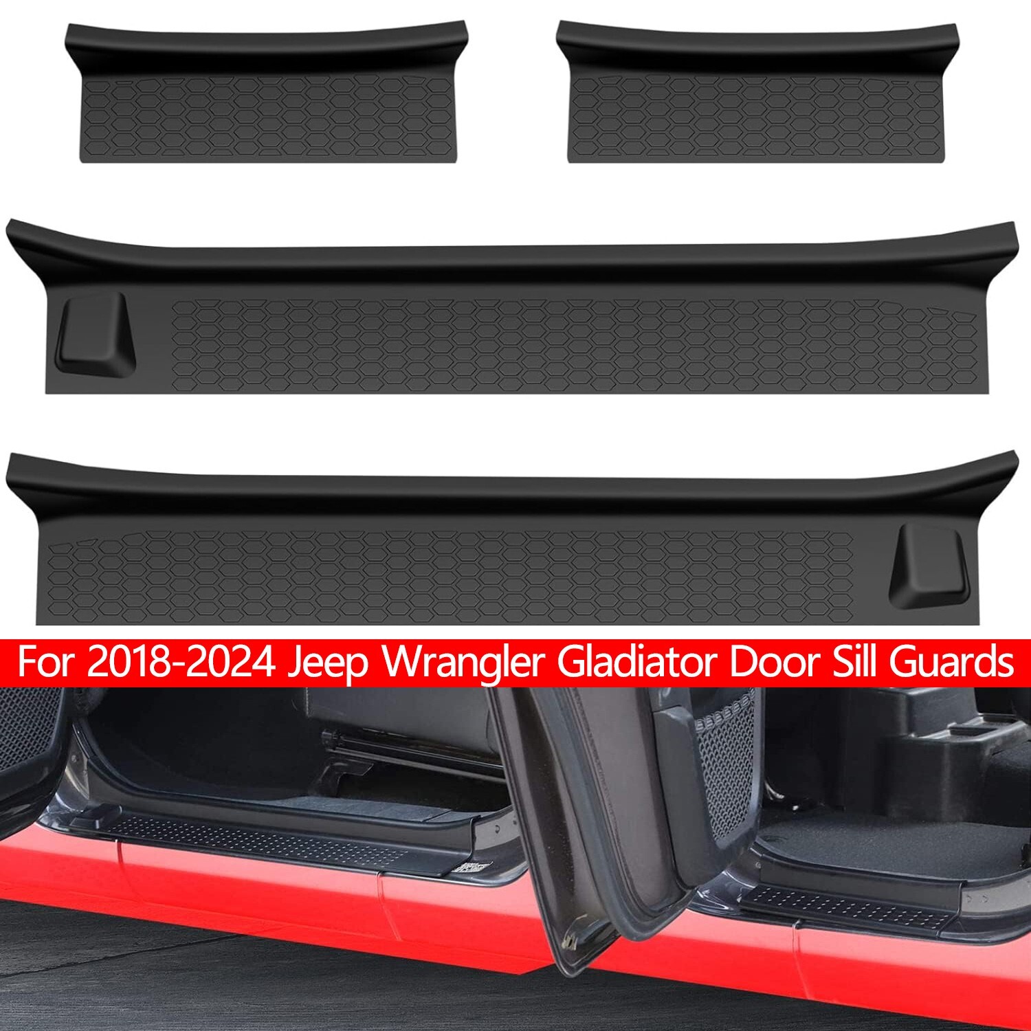 2018-2024 Jeep Wrangler Gladiator 4-Piece Door Sill Scuff Plate Guards