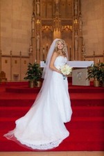 2 Tier Ivory Scattered Rhinestones Cathedral 22" Blusher 95" Bridal Wedding Veil