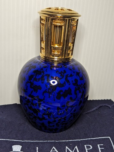 Lámpara Quemador Catalítico Lámpara Mecha Cobalto Azul Leopardo Oro Moteado Vidrio - Imagen 3 de 14