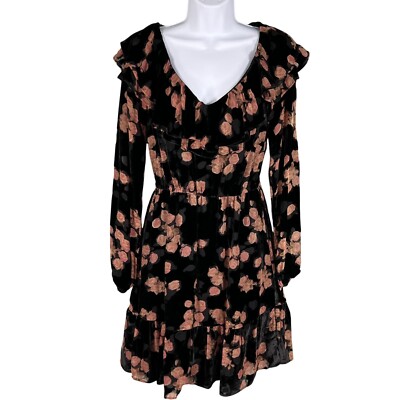 MICHAEL Michael Kors S Velvet Burnout Floral Long Sleeve Ruffle Silk Blend Dress | eBay MICHAEL Michael Kors S Velvet Burnout Floral Long Sleeve Ruffle Silk Blend Dress | eBay