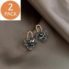 2x Fashion Gold Plated Heart Zircon Earrings Drop Dangle Ear Stud Women Jewelry