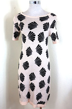 NWT Vintage CLARISSA LABIN Beige Black Knitted Short Sleeve Dress Small 36 0 2 4