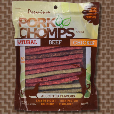 Pork Chomps Dog Chews, 5-inch Munchy Sticks, Assorted Flavors, 50 Count (Pack of