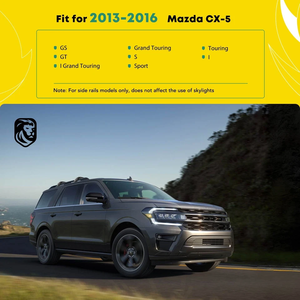 Barras transversais de rack de teto de liga de alumínio preta para Mazda CX-5 2013-2016 utilitário esportivo - Imagem 4 de 4