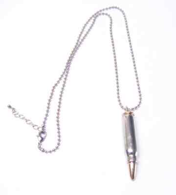 Silver Plated/Gold Tip 2” Long Bullet Pendant Necklace | eBay