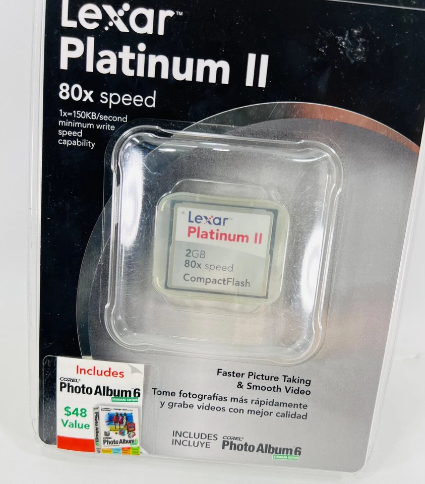 Lexar 2GB Platinum II 2GB 80X Speed Compact Flash Card (CF2GB-80-633) New Sealed - Image 3 of 4