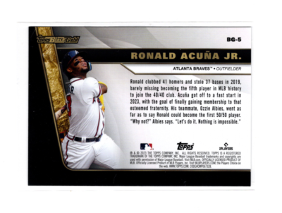 2023 Topps Update Black Gold Ronald Acuna Jr #BG-5 Atlanta Braves