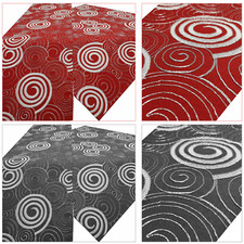 TISCHL&Auml;UFER MITTELDECKE TISCHDECKE LUREX-STICKEREI ROT/GRAU MODERN KREISE