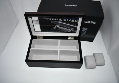 Berkshire Deluxe Watch & Glasses Case in Black #BR7-29937 NIB