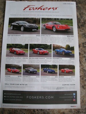 FOSKERS FERRARI SPECIALIST FIORANO DINO GT CALIFORNIA LAGER WERBUNG A4 GRÖSSE FEILE 5