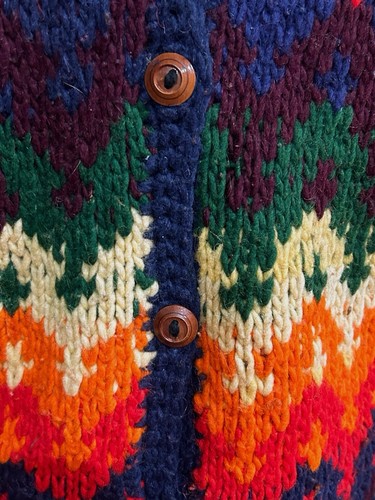 Vintage 100% Wool Cardigan Sweater Artesanies Imbacocha Size L ? Ecuador **READ - Picture 7 of 9