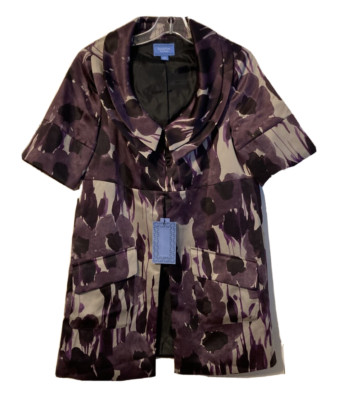 Simply Vera Vera Wang Tonal Purple Midnight Garden Short Sleeve Jacket Sz XS NWT
