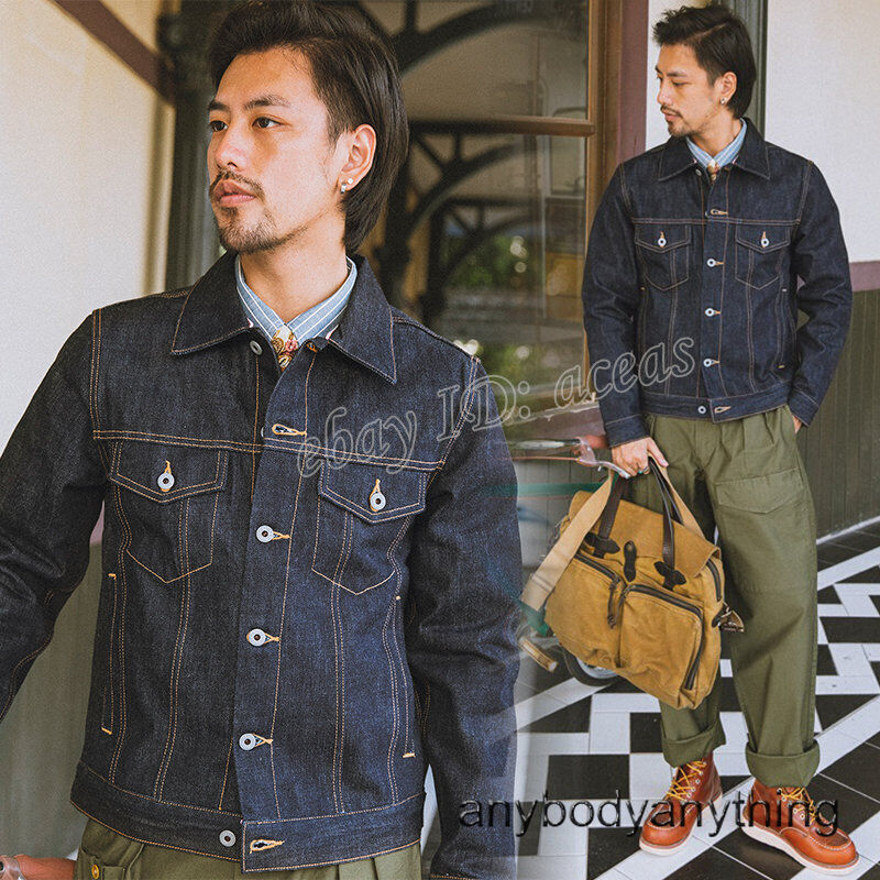Red Tornado Mens 16oz Selvage Denim Coat Classic Trucker Jacket 