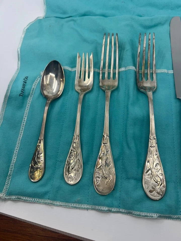 Tiffany & Co. Audubon cinco peças prata esterlina configuração de lugar (sem monograma) - Imagem 3 de 4