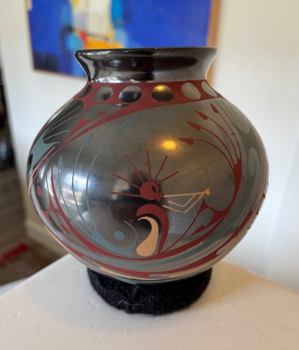 民藝 Steve Littlejohn pottery 二点セット 訳あり Erika Hernandez Mata Ortiz Polychrome Pottery Jar - Flute Player