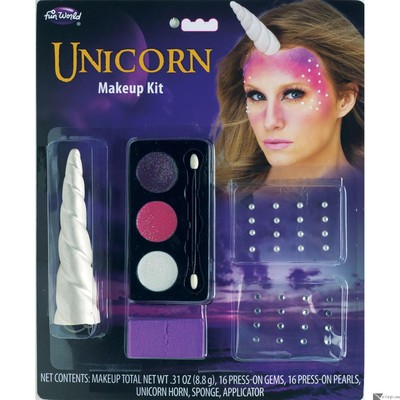 Fun World Pretty Pastel Unicorn .21 oz 5pc Halloween Makeup Kit, White Pink P...