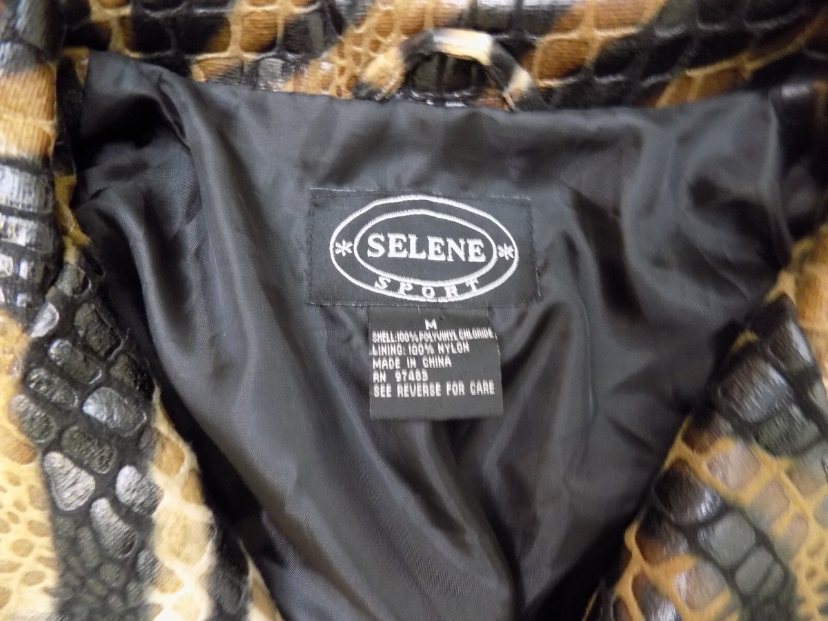 Selene Sport Jacket Full Zip Croc embossed Animal Print sz M Black