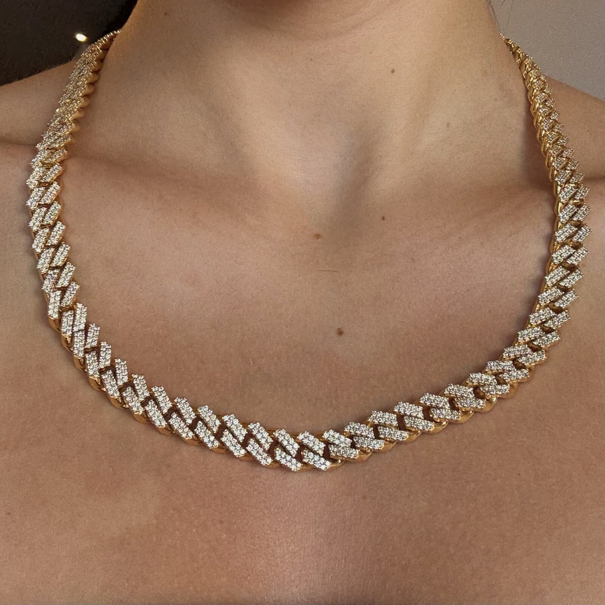 アクセサリー 10K Yellow Gold Diamond Cuban Necklace 10K Yellow Gold Diamond Cuban Link Chain