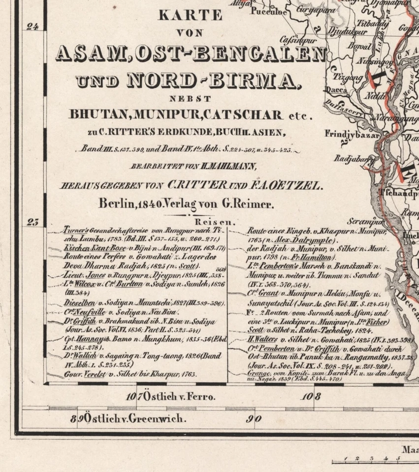Map "Karte von Asam, Ost-Bengalen und Nord-Birma" (Bhutan) Mahlmann, 1840 - Image 3 of 4