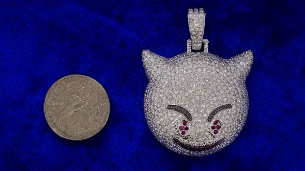 Diamond Smiling Devil Emoji Pendant 10k Solid Gold 9 Carat Diamonds Best Price