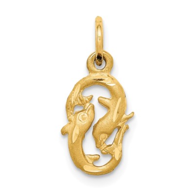 14k Gelbgold Fische Sternzeichen Charm Anhänger 0,79 Zoll