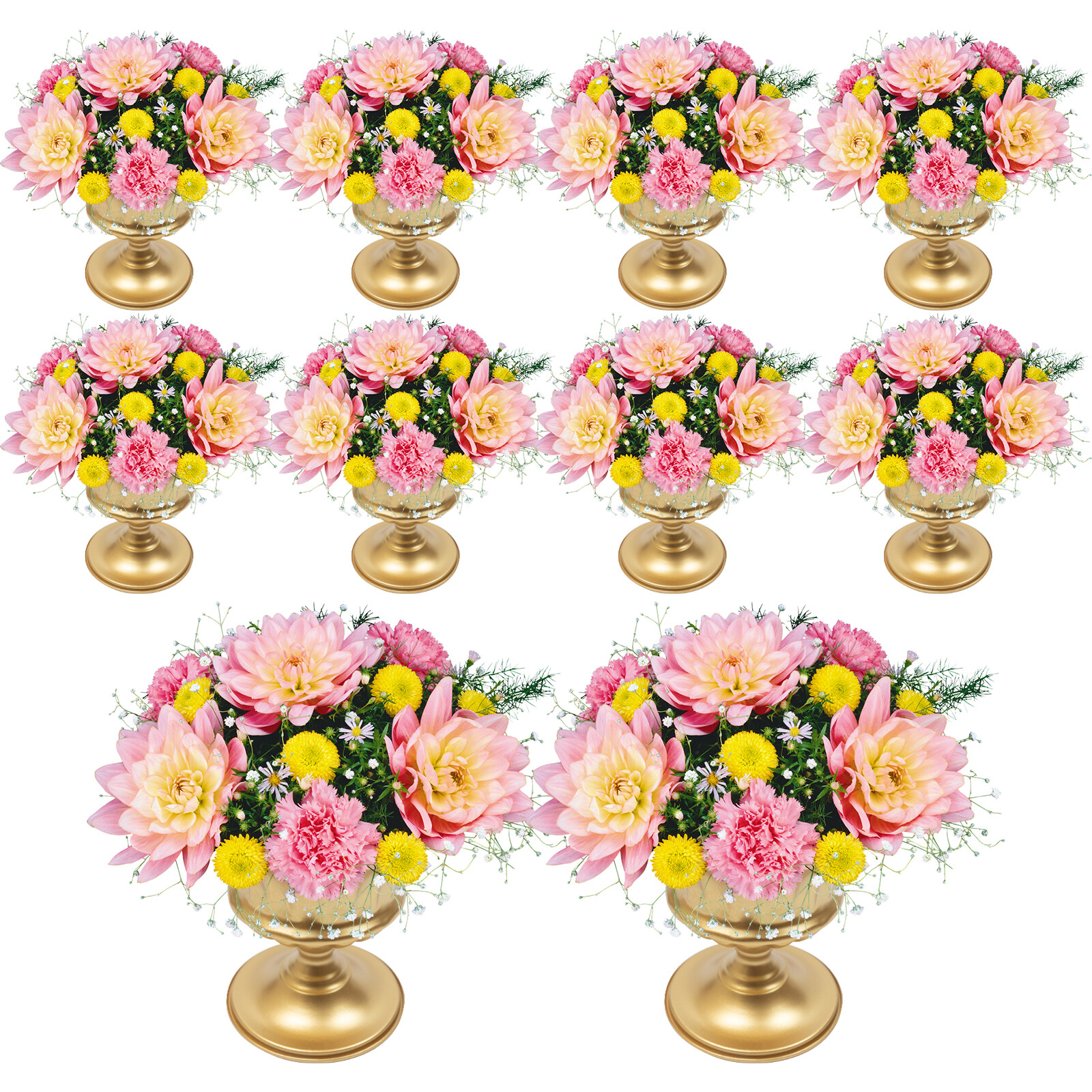 10Pcs 15cm Gold Metal Centerpieces Flower Vase Wedding Anniversary Party Decor