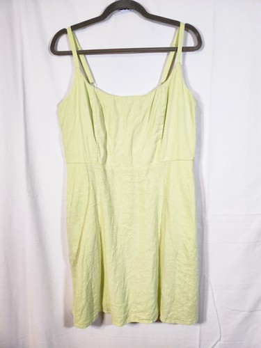 Jupe Flare Midi Capture Femme Taille 20, Lin Et Viscose Vert Citron, Fermeture Zip