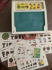 Vintage Fisher Price Toys 1972 School Days Desk w/ Stencils Chalkboard Portable