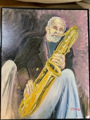 John Stinger 2006 ''The Sax Man'' Oil On Canvas Painting - Signed And Framed