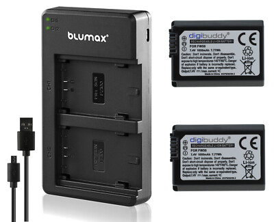 2X Blumax Akku Kompatibel Mit Sony NP-FW50 |- 1030mAh -| Sony Alpha 7 7II 7R 7S II 6300 6500 // NEX-6 NEX-7 NEX-F3 // CyberShot DSC RX10 IV // ZV-E10
