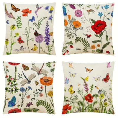 TOPKissenbezüge Kissenhüllen Heimtextilien Blumenwiese & Schmetterlinge 43x43 cm