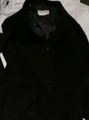 Giorgio Armani Jacket Size 8 Black Designer 100% Lame Wool
