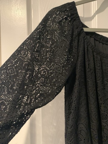 Heart Soul black 3/4 sleeve lace (overlay) dress juniors medium - Picture 3 of 6