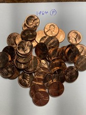 1964 P Bu Lincoln Memorial Cent Penny Roll 50 Coins